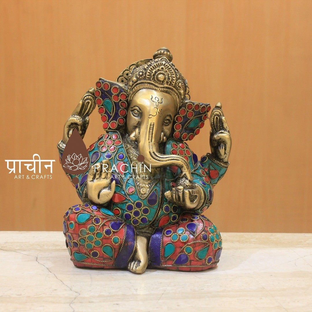 Ganesha Sitting With Stone Work