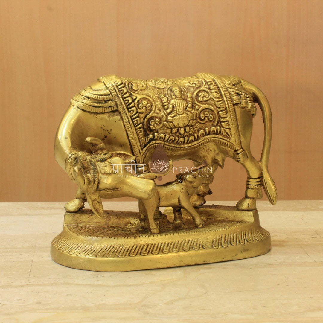 Brass Kamdhenu Cow - Ganesha / Laxmi