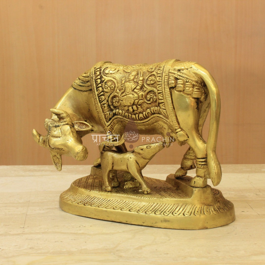 Brass Kamdhenu Cow - Ganesha / Laxmi