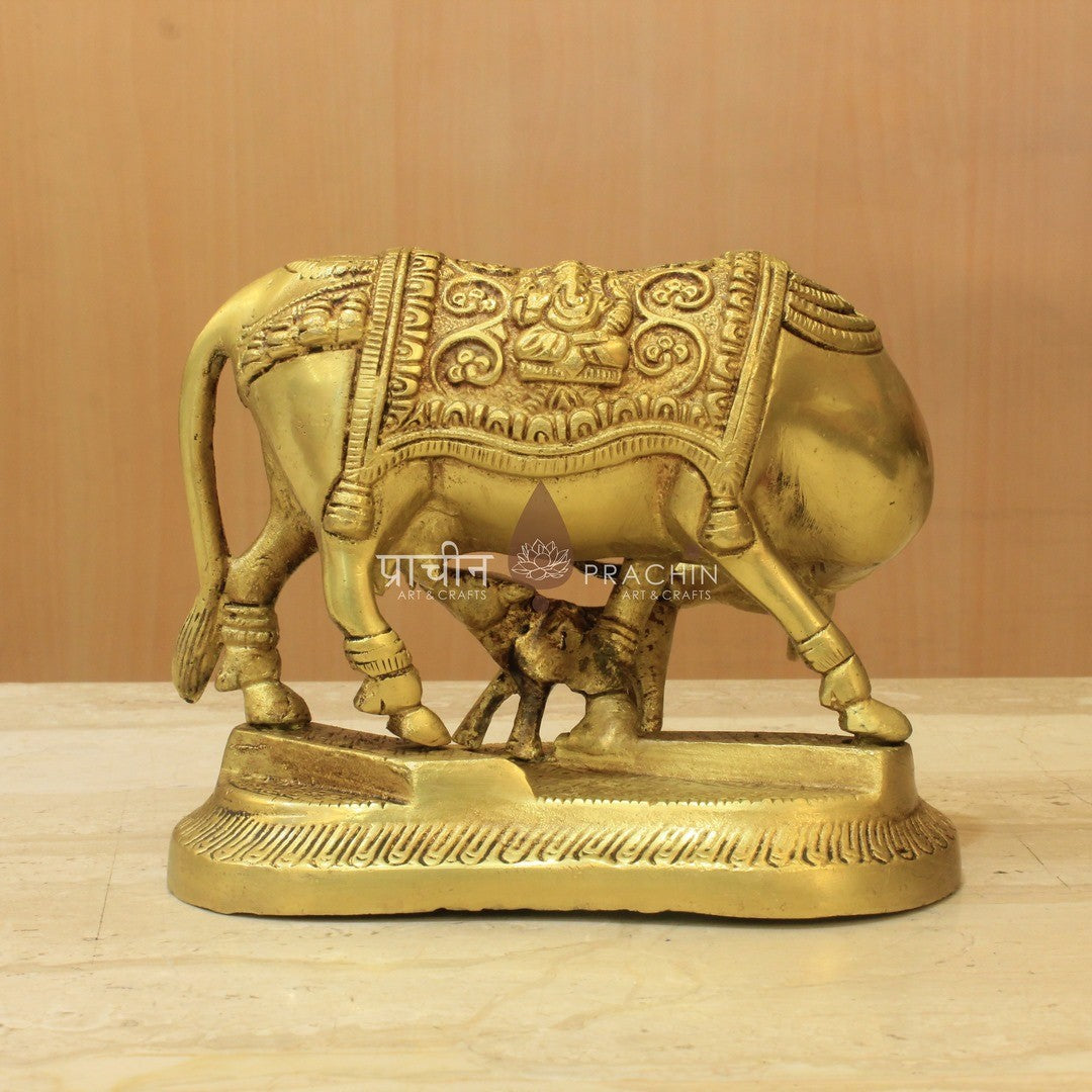 Brass Kamdhenu Cow - Ganesha / Laxmi