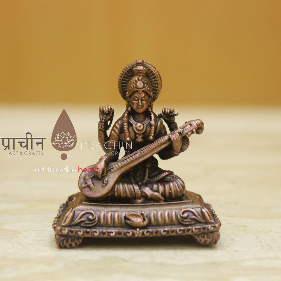 Copper Saraswathi Statue