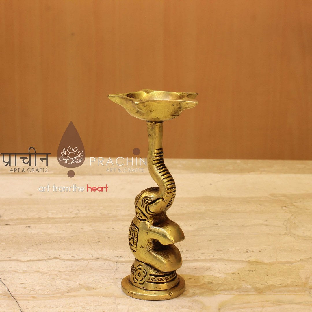 Brass Elephant Oil Lamp