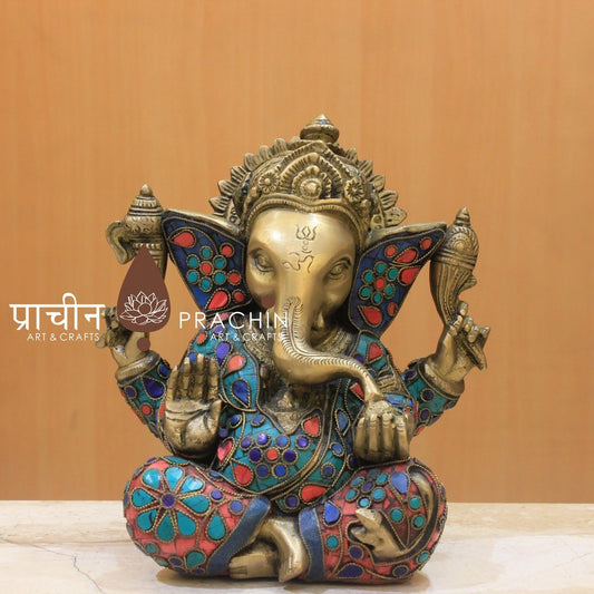 Ganesha Sitting With Stone Work