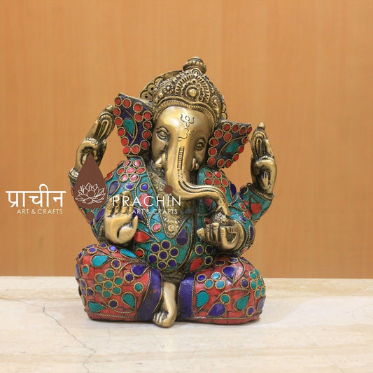 Ganesha Sitting With Stone Work