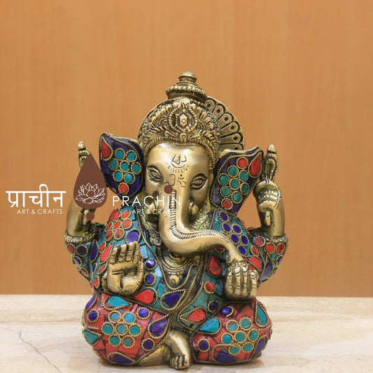 Ganesha Sitting With Stone Work