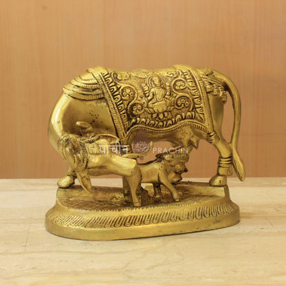 Brass Kamdhenu Cow - Ganesha / Laxmi
