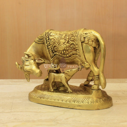 Brass Kamdhenu Cow - Ganesha / Laxmi