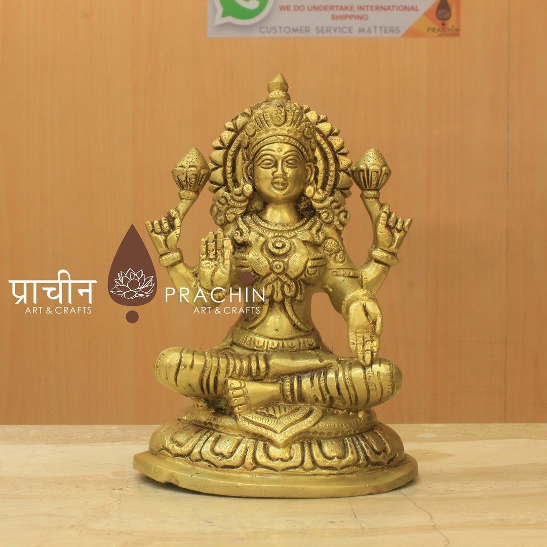 Brass Laxmi Statue In Padmasana