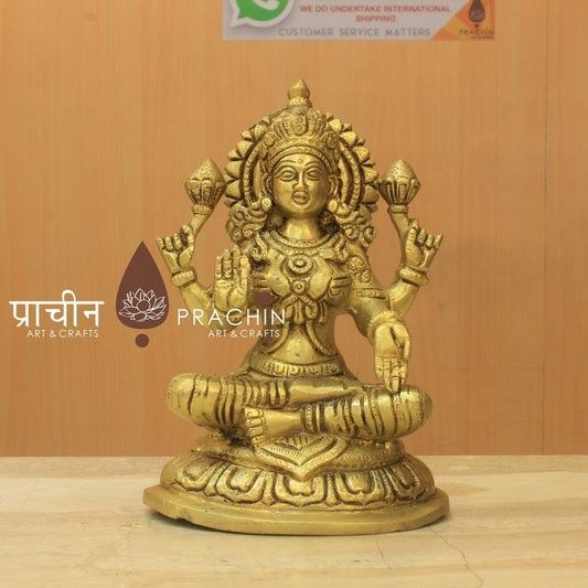 Brass Laxmi Statue In Padmasana